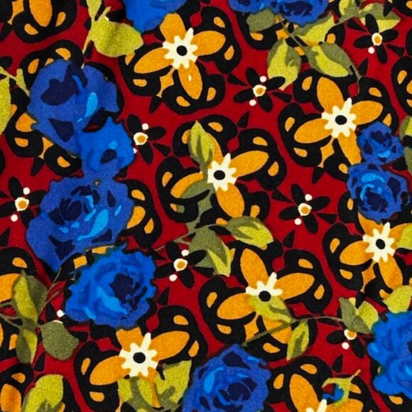 LuLaRoe TC Tall & Curvy Floral Leggings Blue Roses Red Orange Green Black - Picture 1 of 4